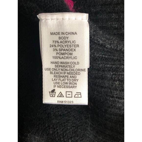 CeCe Pom Pom Sweater Women's Size Large Ribbed Trim Black NEW - Picture 5 of 6